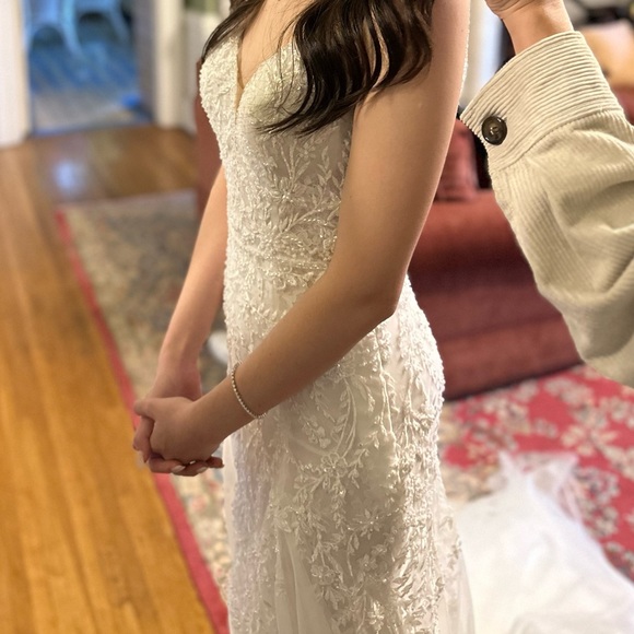 Wedding Bridal Dress Sweetheart Deep V Train - Picture 9 of 11